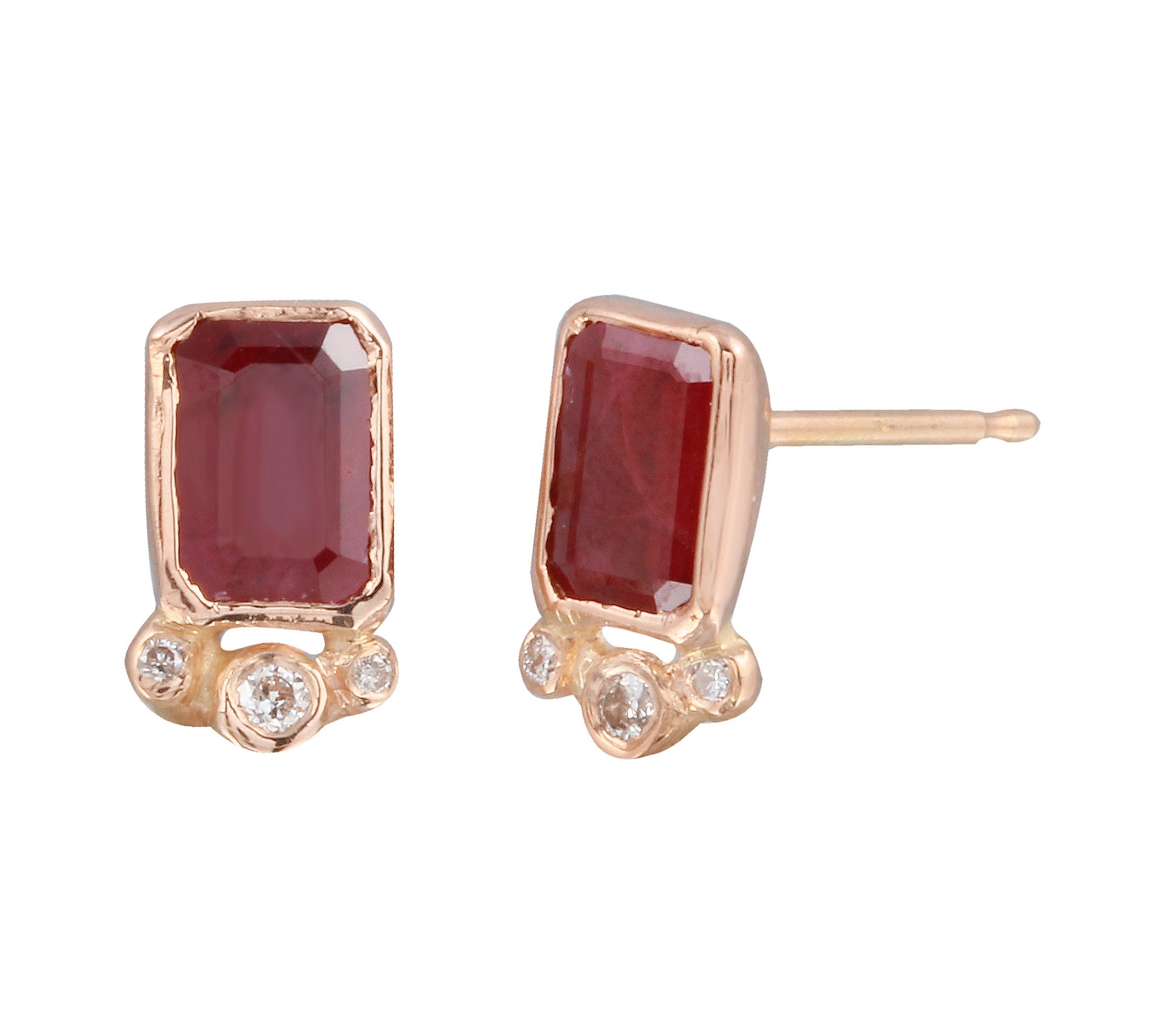 Ruby Tri-Dot Diamond Stud Stud Earrings Jaine K Designs Pair