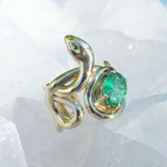 Stone Snake Ring with Diamond Eyes Statement Elisabeth Bell Jewelry   