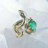 Stone Snake Ring with Diamond Eyes Statement Elisabeth Bell Jewelry   