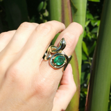 Stone Snake Ring with Diamond Eyes Statement Ring Elisabeth Bell Jewelry