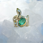 Stone Snake Ring with Diamond Eyes Statement Elisabeth Bell Jewelry   