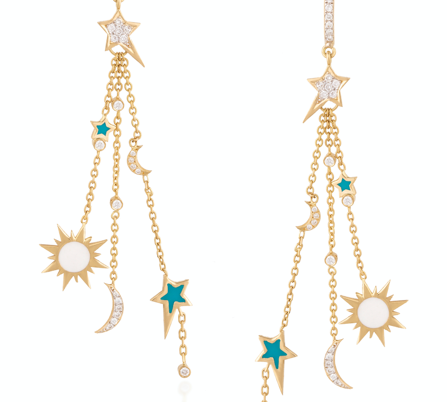 Moon, Star, & Sun Dangle Earrings Earrings Falamank   