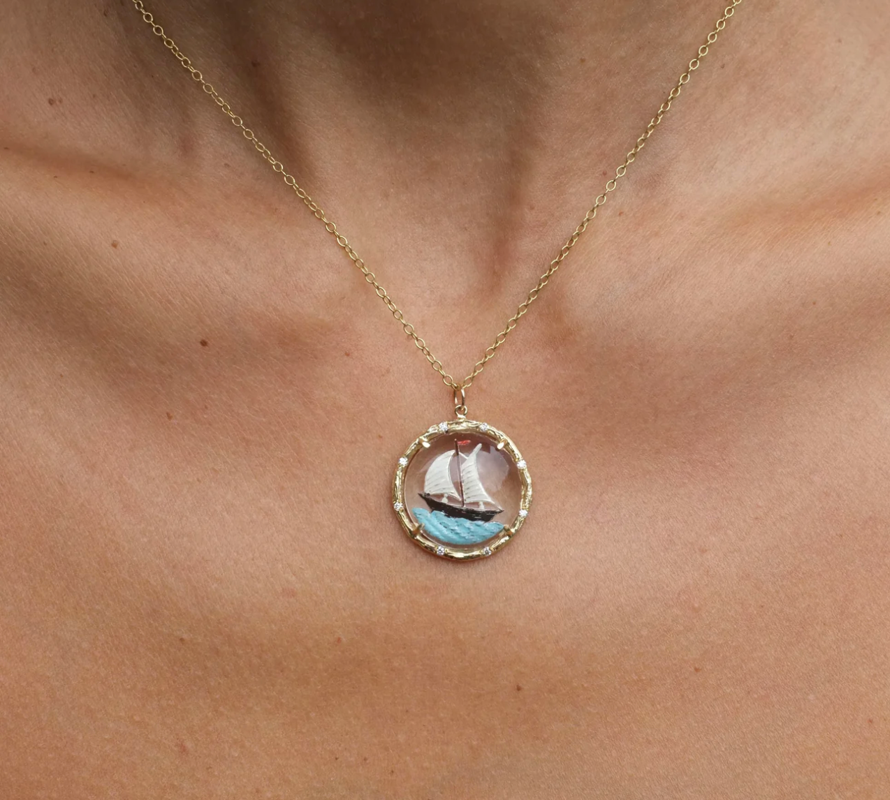 Sailboat Necklace Pendant Elisabeth Bell Jewelry   