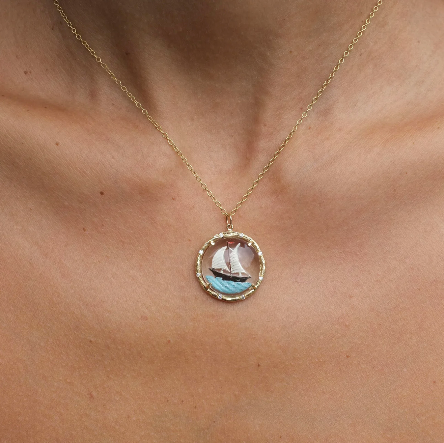 Sailboat Necklace Pendant Elisabeth Bell Jewelry   