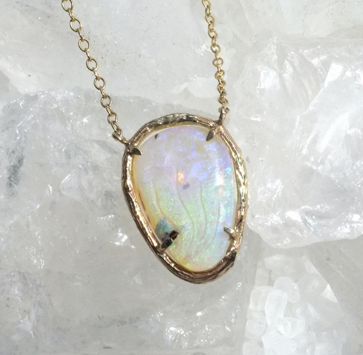 Opal Mushroom Necklace Pendant Elisabeth Bell Jewelry   