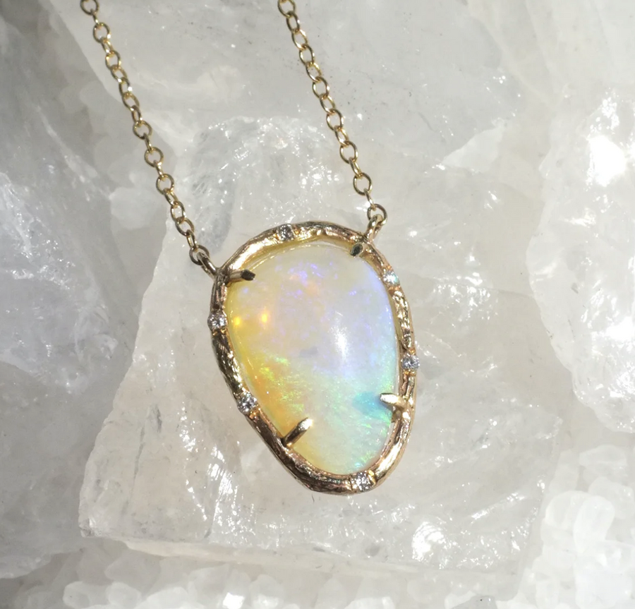 Opal Mushroom Necklace Pendant Elisabeth Bell Jewelry   