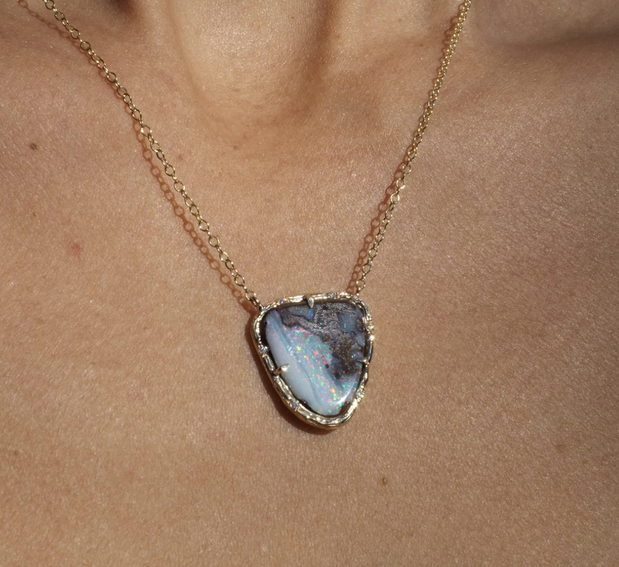 Winter Opal Necklace Pendant Elisabeth Bell Jewelry   