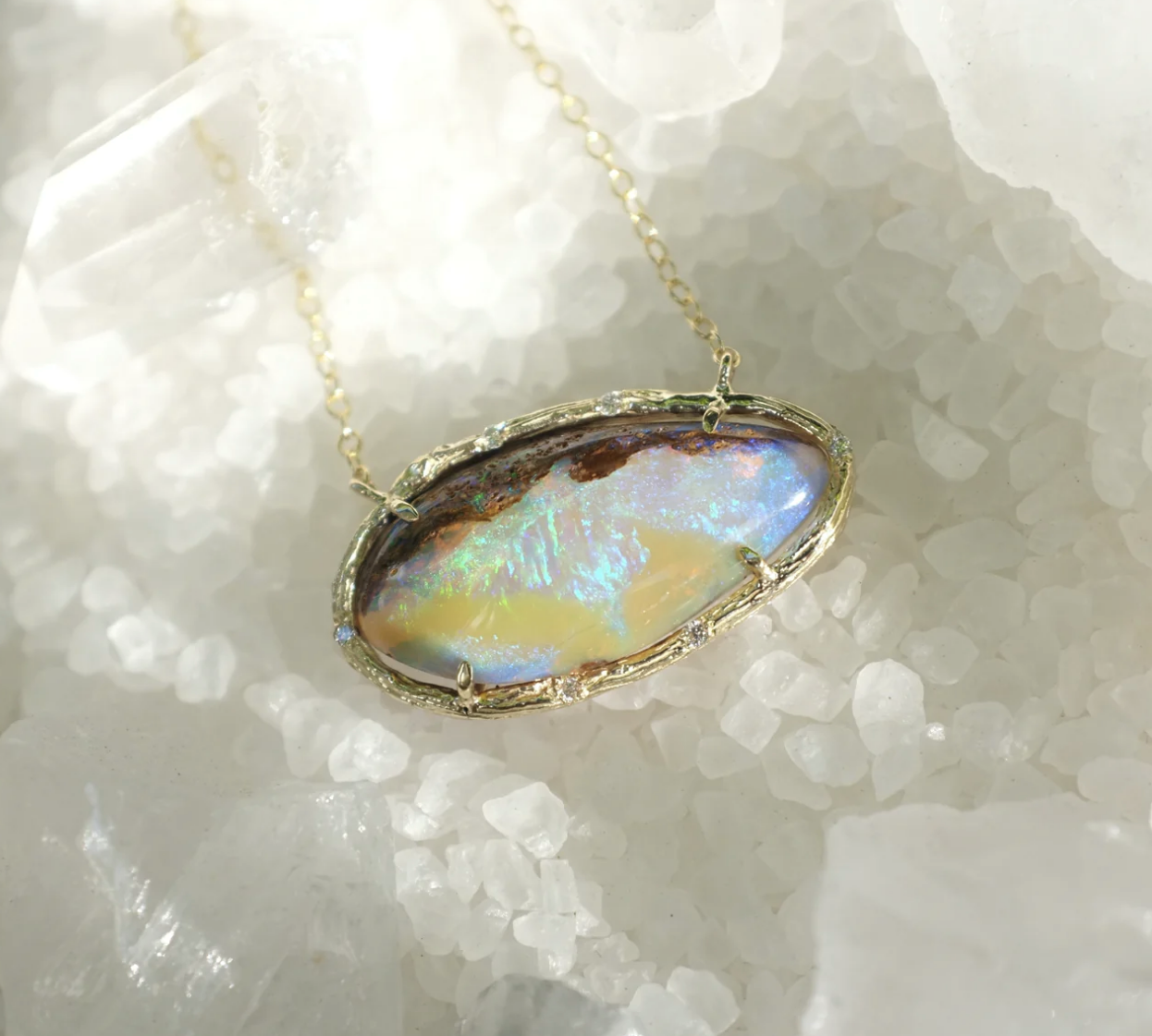 Sky Opal Necklace Pendant Elisabeth Bell Jewelry   
