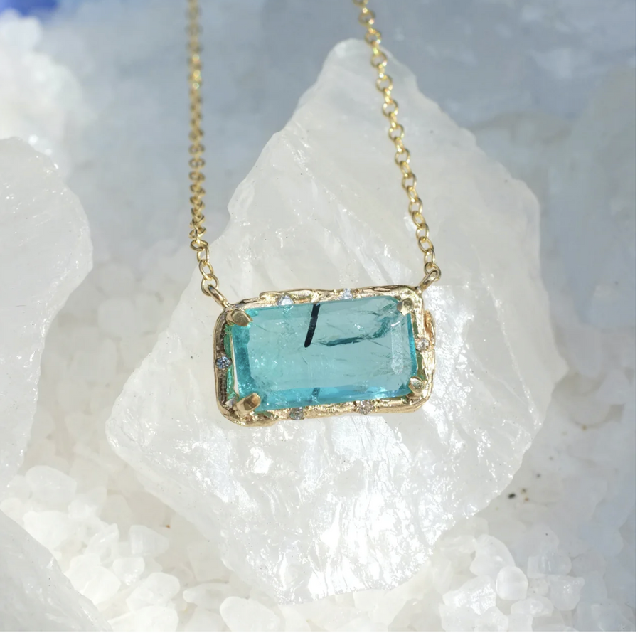 Zambian Crystal Emerald Necklace Stone Elisabeth Bell Jewelry   