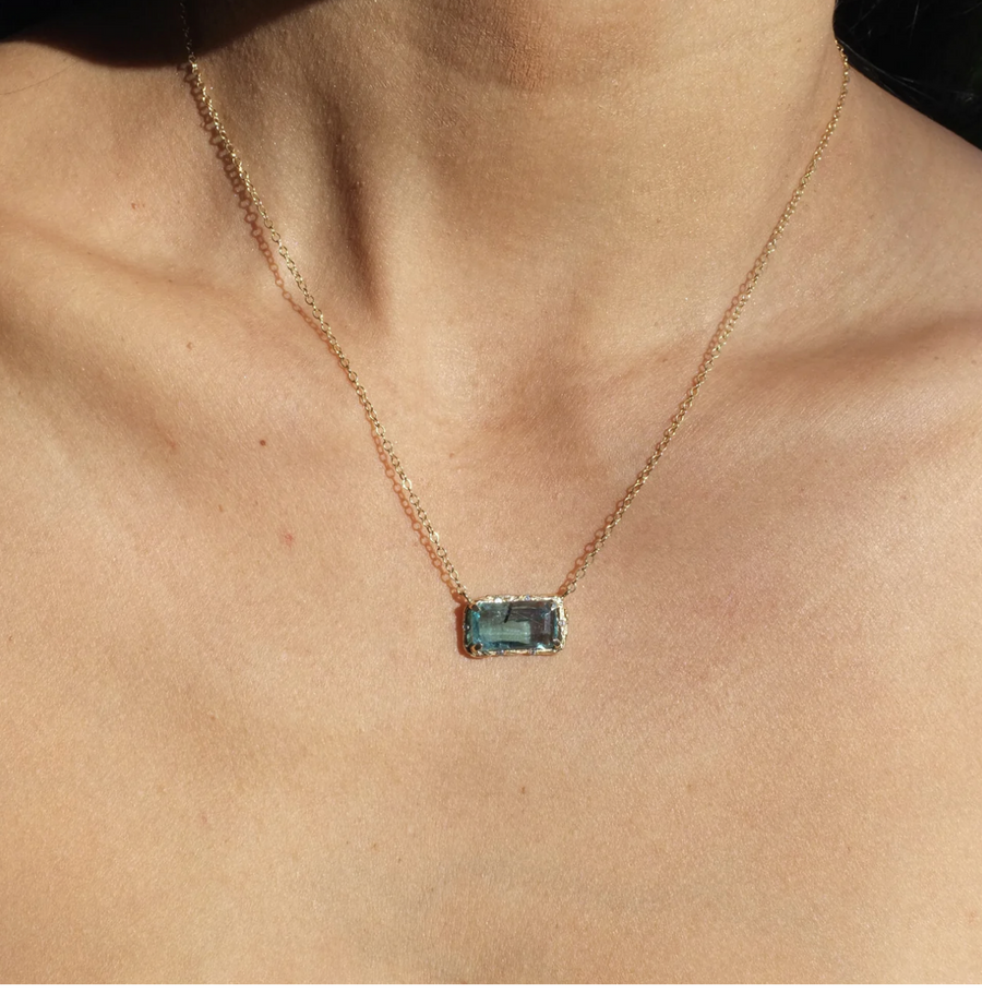 Zambian Crystal Emerald Necklace Stone Elisabeth Bell Jewelry   