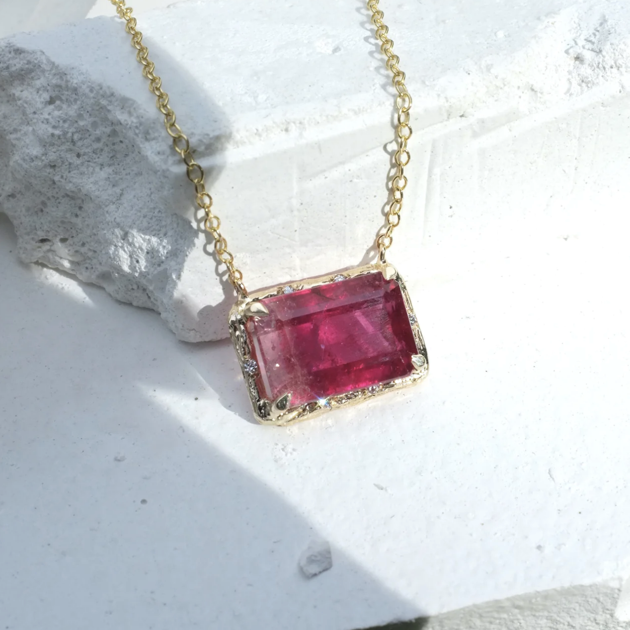 Willow Pink Tourmaline Necklace Pendant Elisabeth Bell Jewelry   