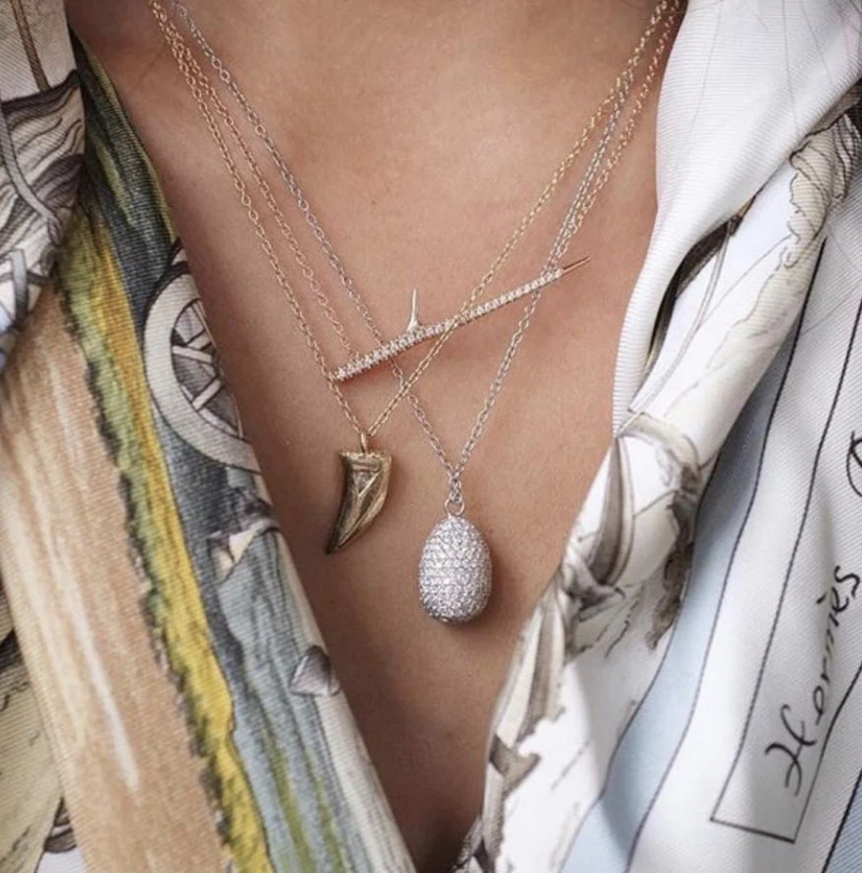 Pave Birds Egg Necklace Pendant Elisabeth Bell Jewelry   
