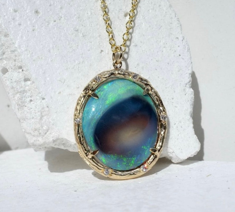 Lightning Ridge Opal Necklace Pendant Elisabeth Bell Jewelry   