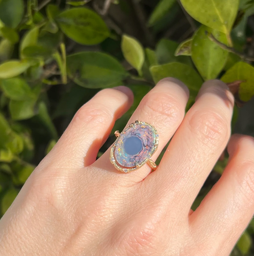 Galaxy Eclipse Opal Ring Cocktail Ring Elisabeth Bell Jewelry   