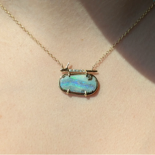 Wave Opal Thorn Necklace Pendant Elisabeth Bell Jewelry   