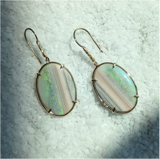 Opal Earrings Drop Earrings Elisabeth Bell Jewelry   