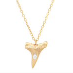 Small Mako Tooth Necklace Pendant Elisabeth Bell Jewelry Yellow Gold  