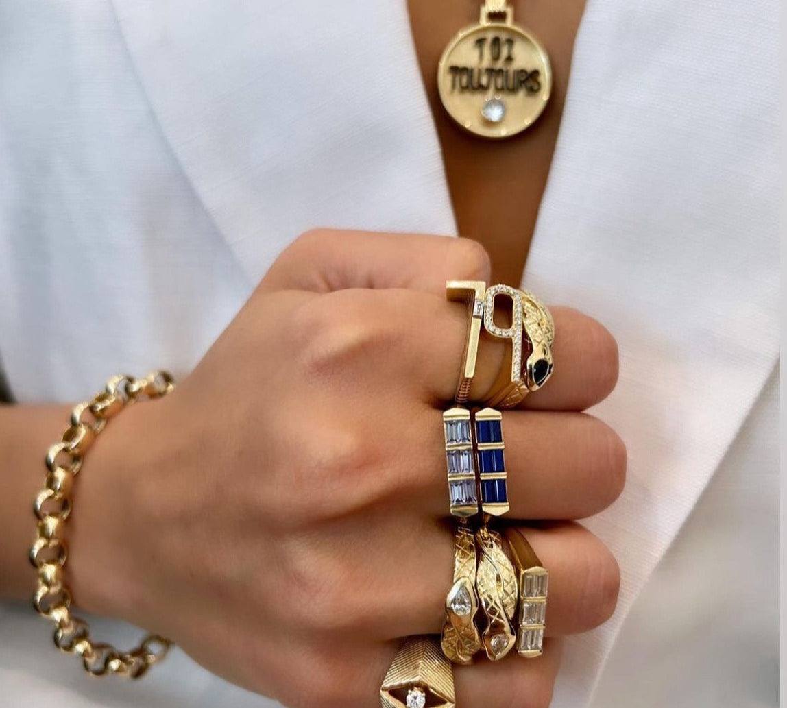 Lapis Colorblock Ring Stack Helena Rose Jewelry   