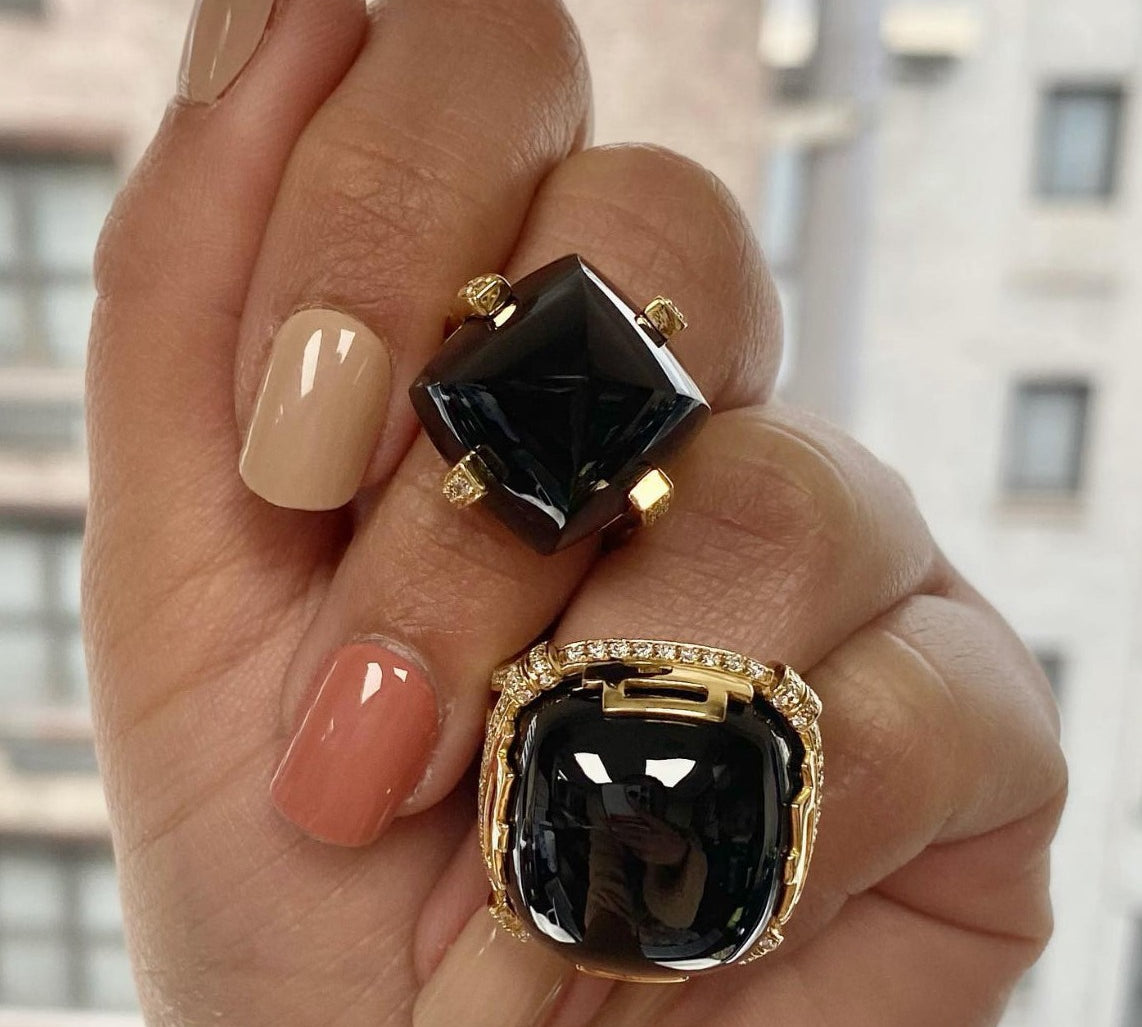 Onyx Sugar Loaf Ring, Large Cocktail Goshwara   