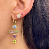 OOAK Tetris Tourmaline Sapphire Huggie Drop Earrings Mismatch Earrings Sarah Gardner Fine Jewelry