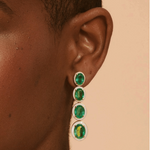 Emerald Tier-Drop Earrings with Enamel Drop Earrings Goshwara