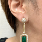 G-One Tumbled Emerald Diamond Drop Earrings Drop Earrings Goshwara