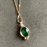 Oval Emerald w/ Diamond Accent Necklace Pendant Necklace Jaine K Designs