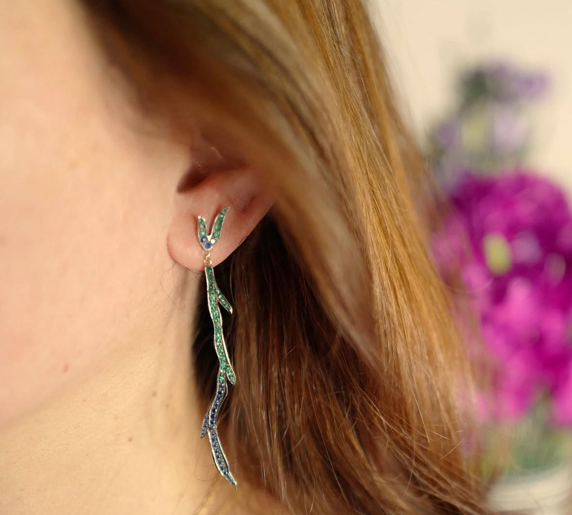 Peacock Moxie Earrings Drop Earrings Yakira Rona