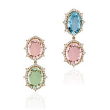 Aqua Beryl Single Line Earrings with Diamonds Statement Earrings Goshwara