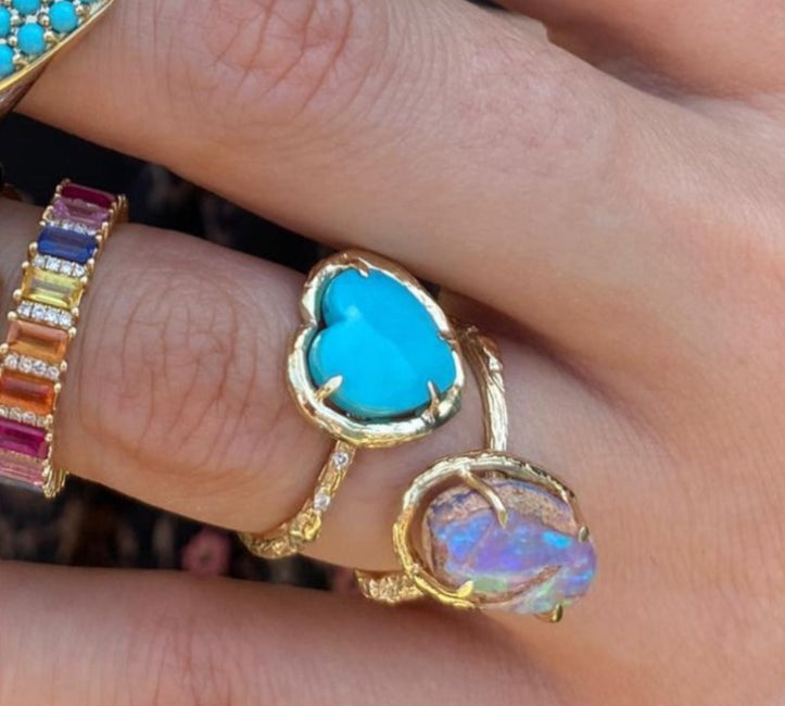 Turquoise Heart Ring Cocktail Ring Elisabeth Bell Jewelry