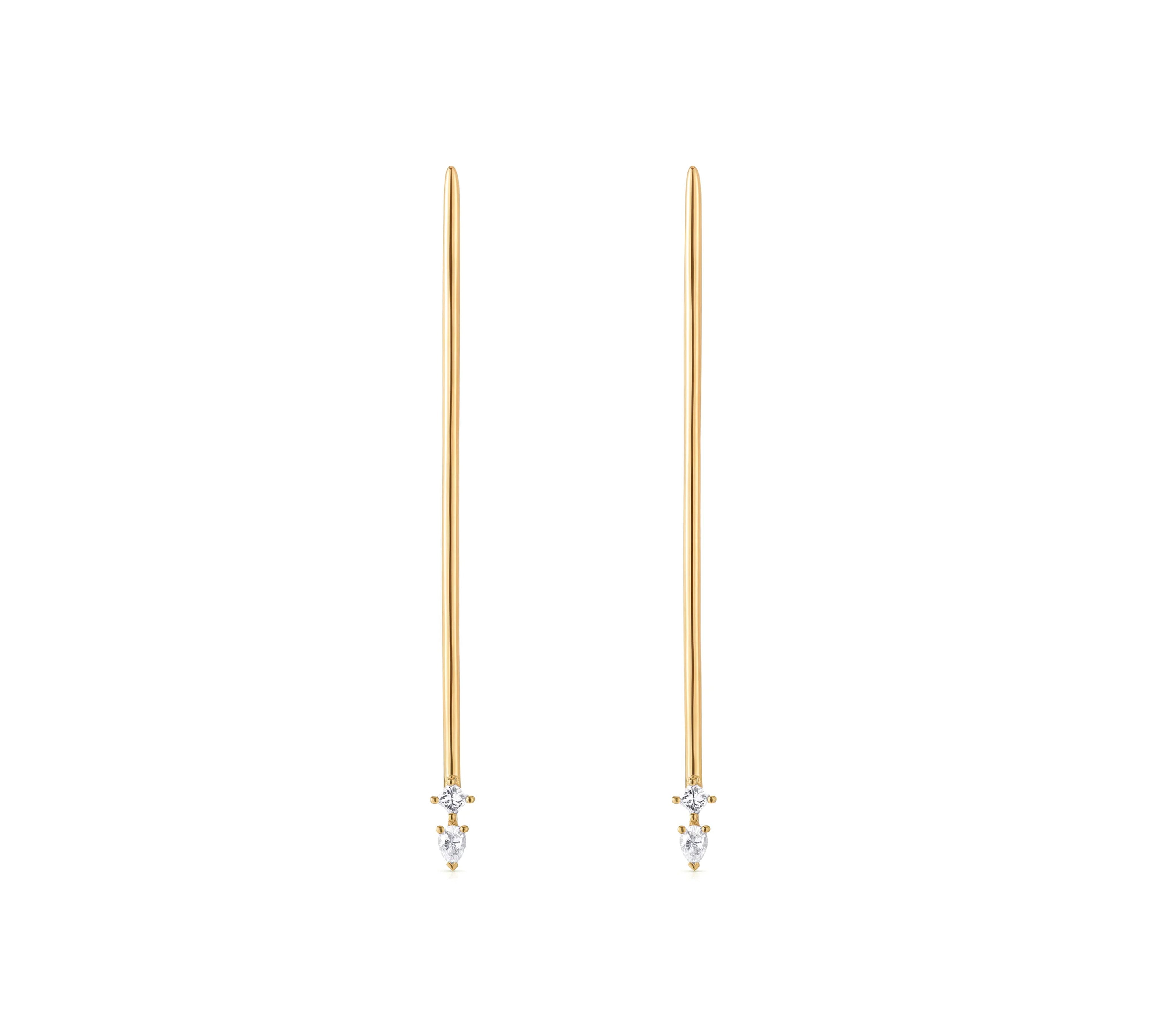 Stiletto Earrings Drop Earrings Carbon and Hyde Yellow Gold  