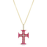 Ruby Diamond Cross Pendant Pendant Hanut Singh   