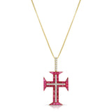 Ruby Diamond Cross Pendant Pendant Hanut Singh   