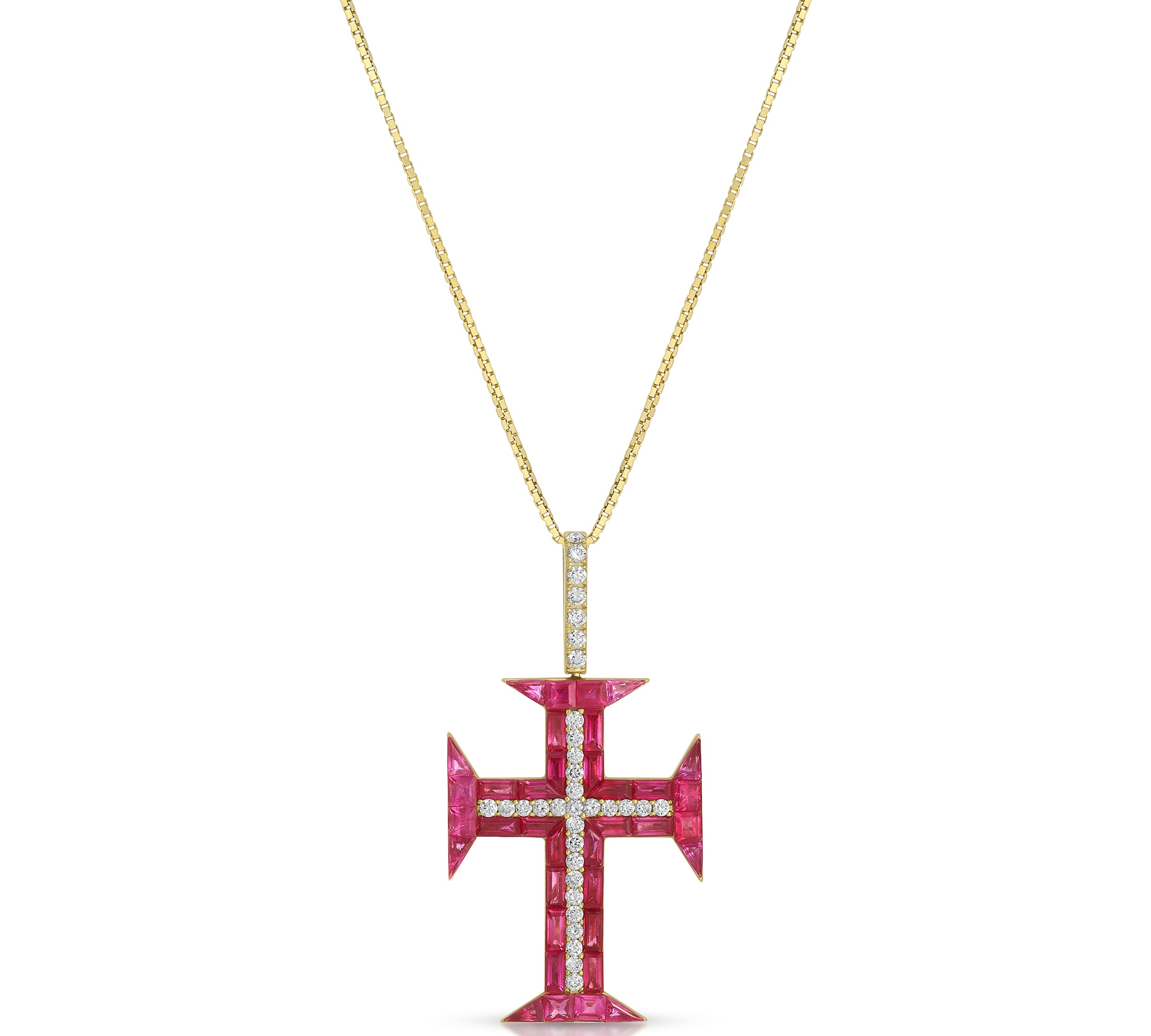 Ruby Diamond Cross Pendant Pendant Hanut Singh   