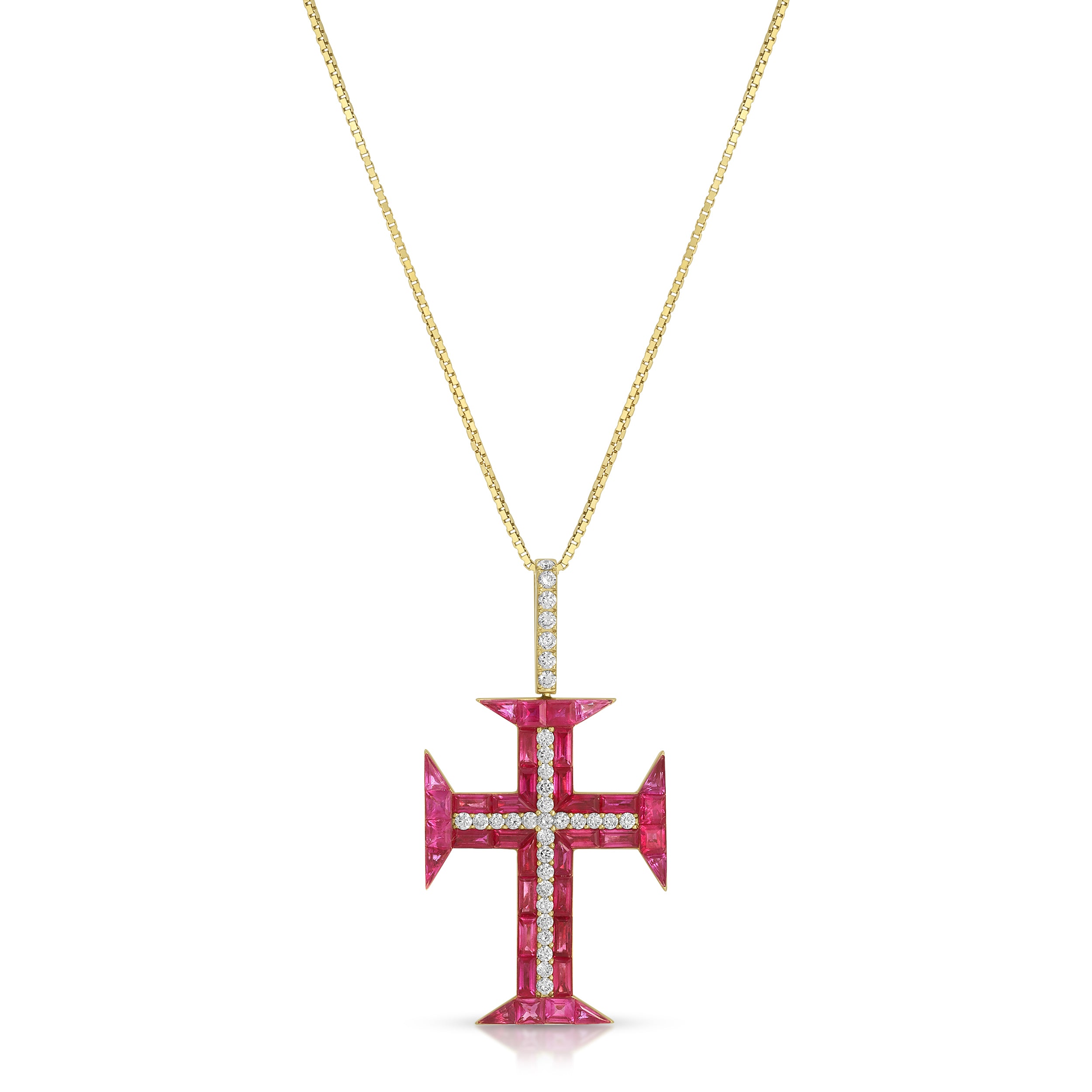 Ruby Diamond Cross Pendant Pendant Hanut Singh   