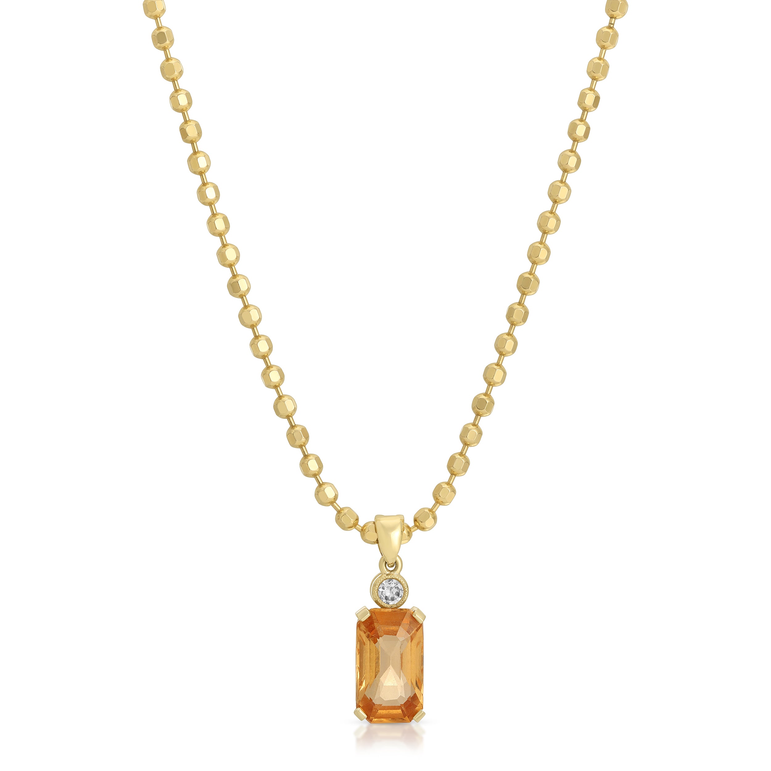 Hessonite Garnet Pendant Necklace with Diamond Pendant Roseark Vintage