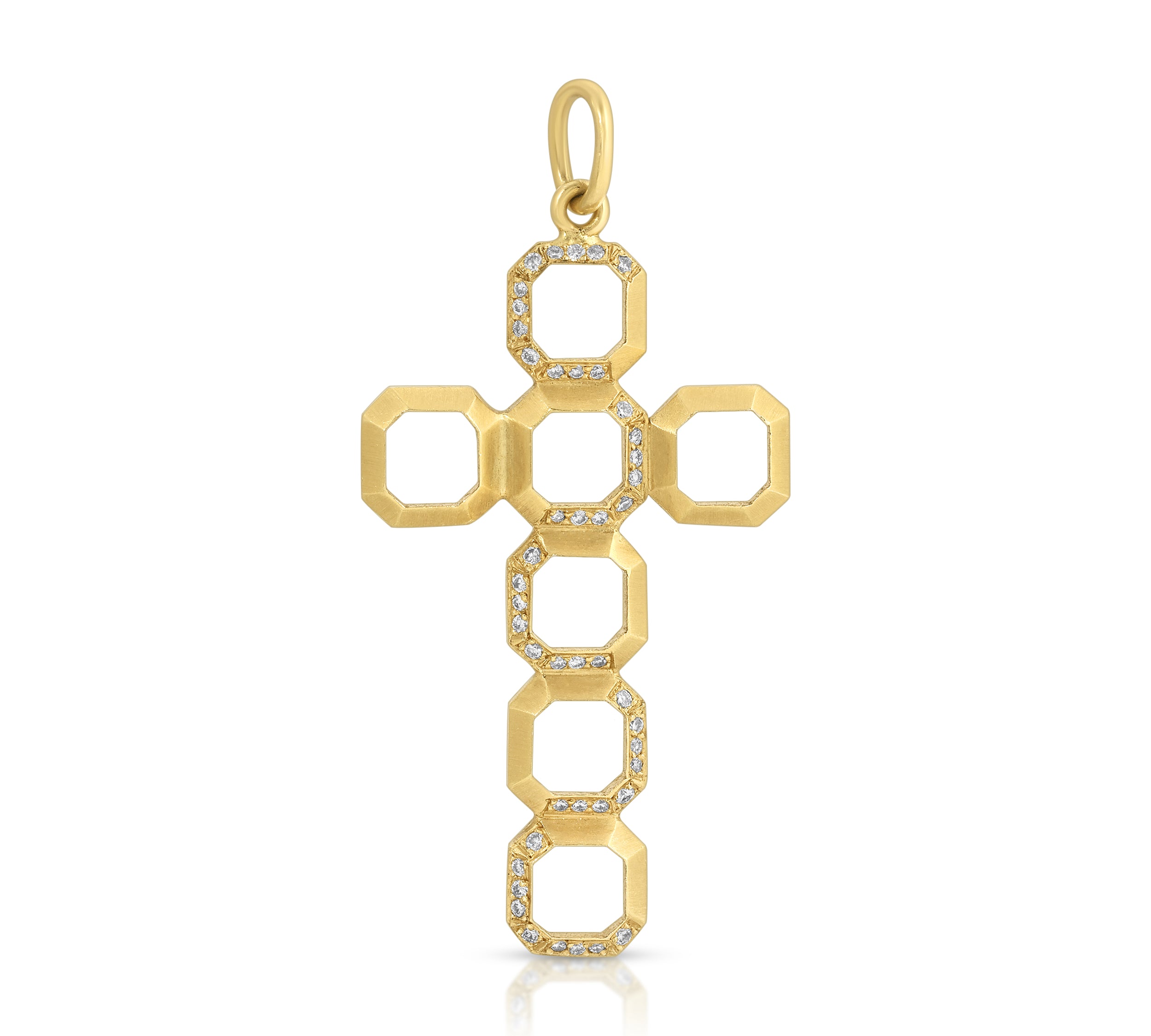 Octagon Cross Pendant with Diamonds Pendant Elyse Jacob   