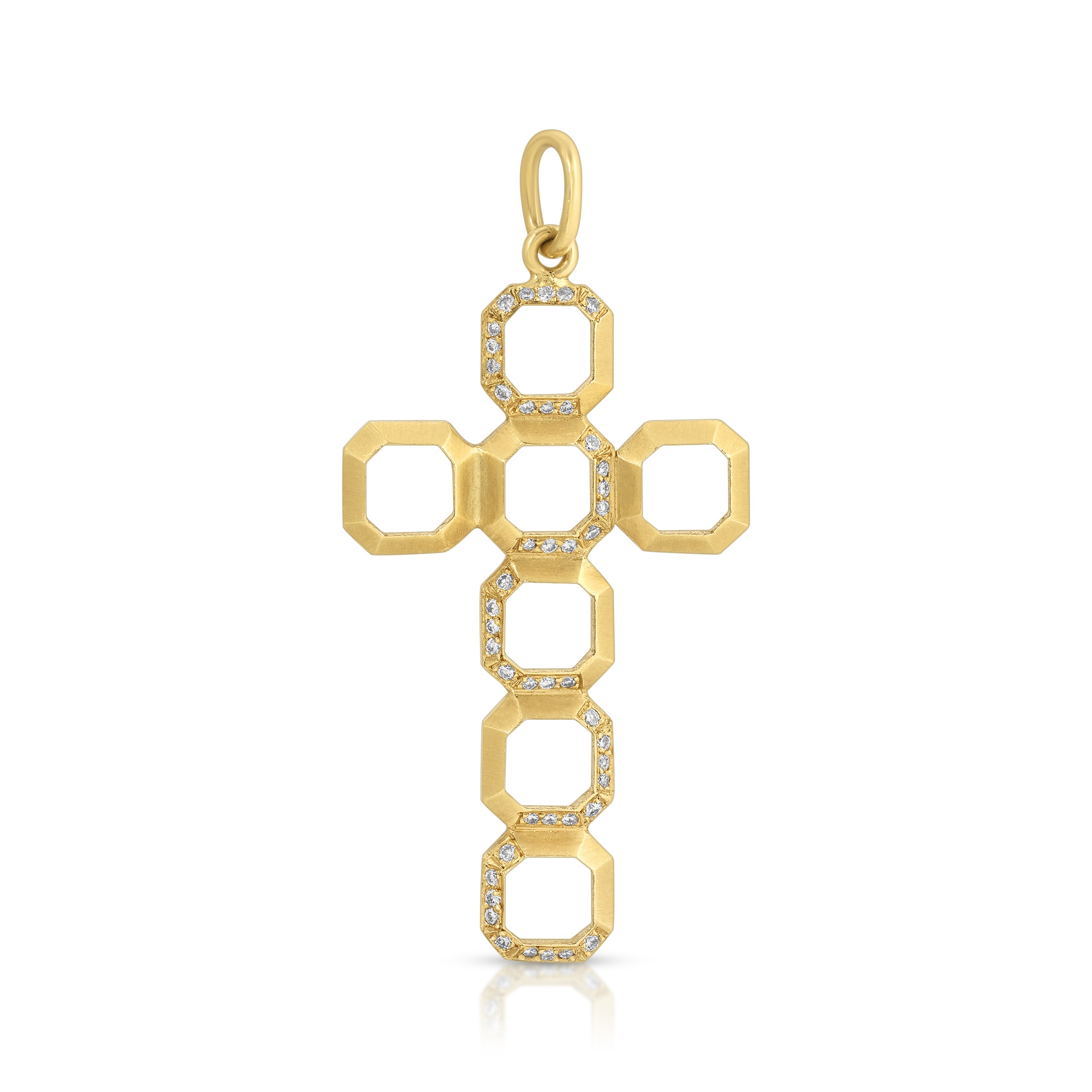 Octagon Cross Pendant with Diamonds Pendant Elyse Jacob   