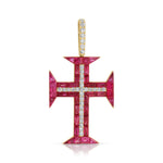 Ruby Diamond Cross Pendant Pendant Hanut Singh   