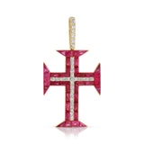 Ruby Diamond Cross Pendant Pendant Hanut Singh   