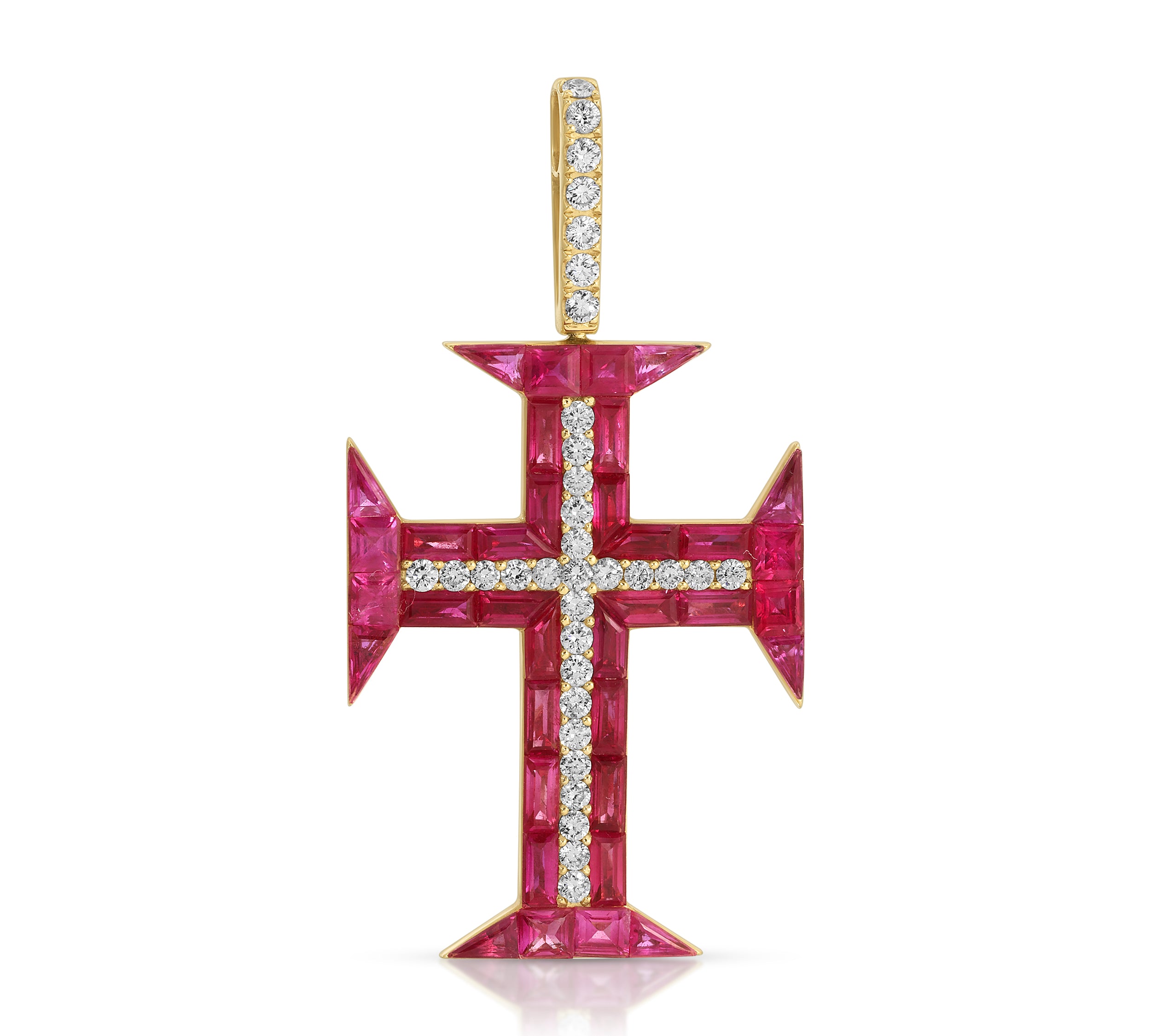 Ruby Diamond Cross Pendant Pendant Hanut Singh   