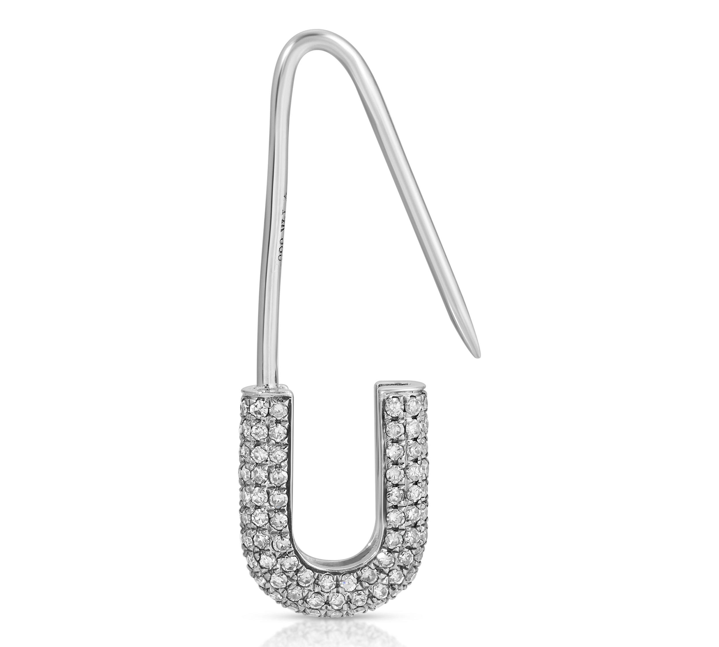 Pave Diamond Safety Pin Earring Studs Roseark Deux   