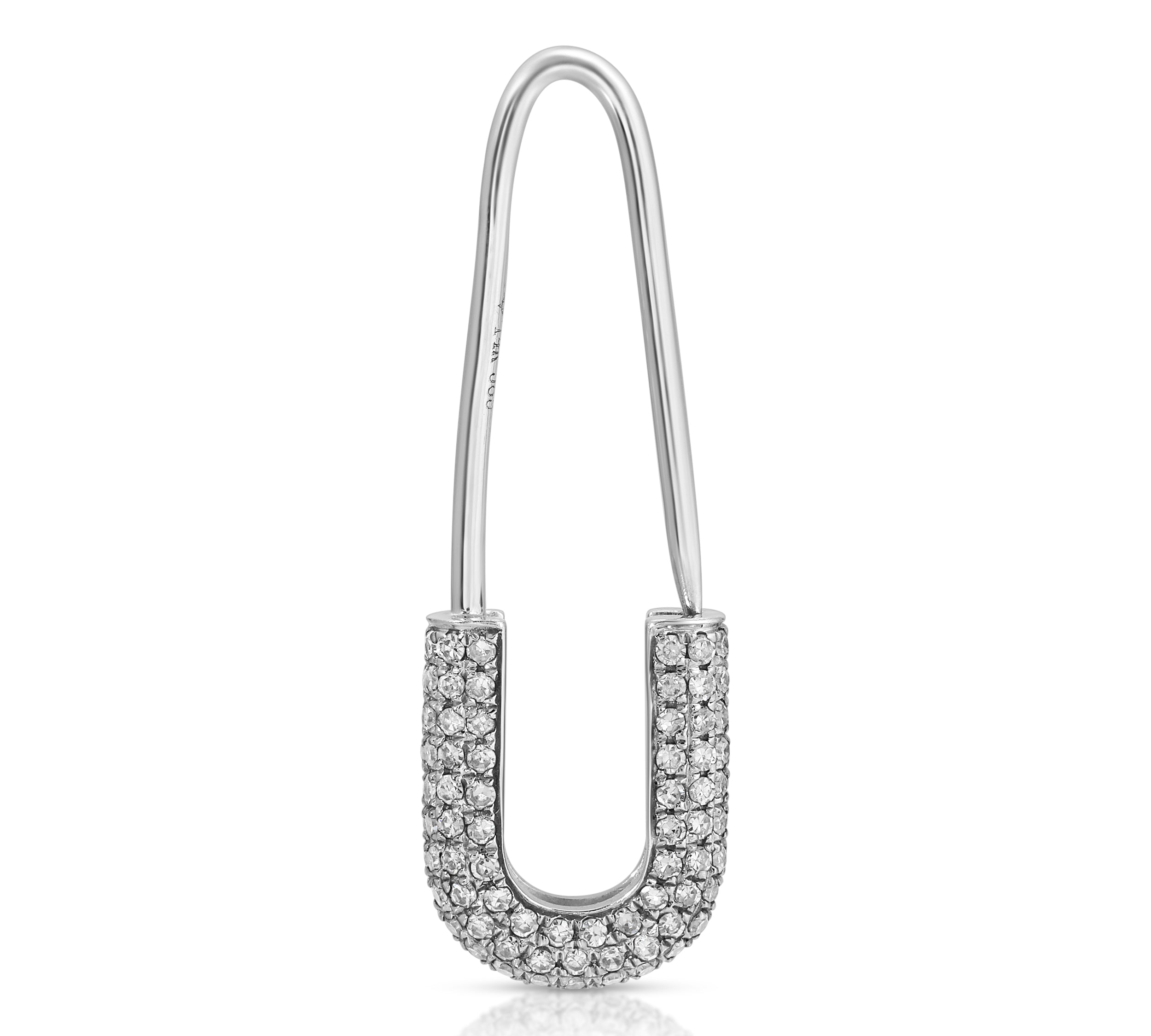 Pave Diamond Safety Pin Earring Studs Roseark Deux Single  