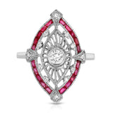 Estate Diamond Ruby Navette Ring  Roseark Vintage   