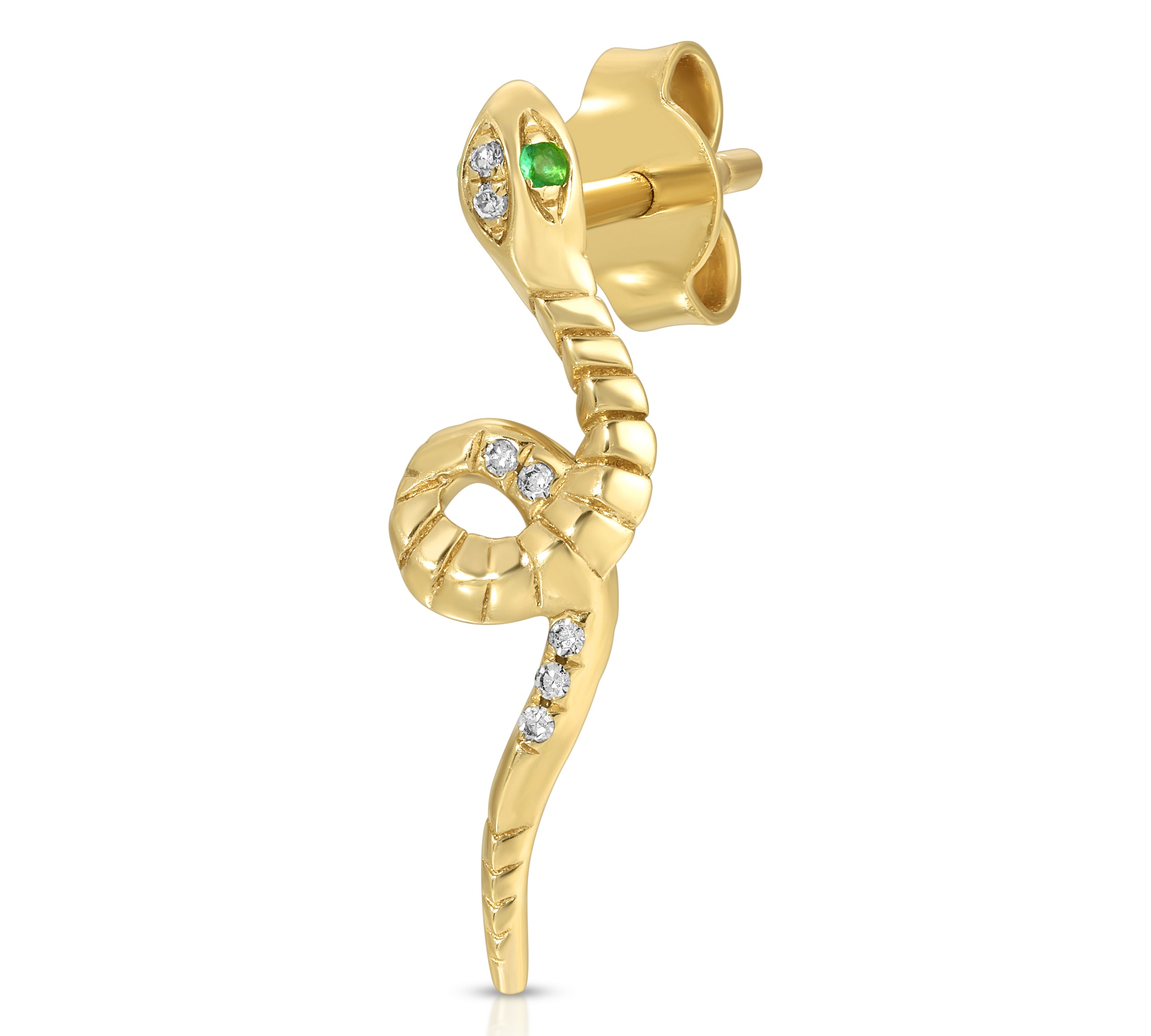 Diamond Snake Climber Stud with Emerald Stud Roseark Deux Single Right  