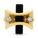 1970s Avante-Garde Onyx with Diamonds Rings Roseark Vintage   