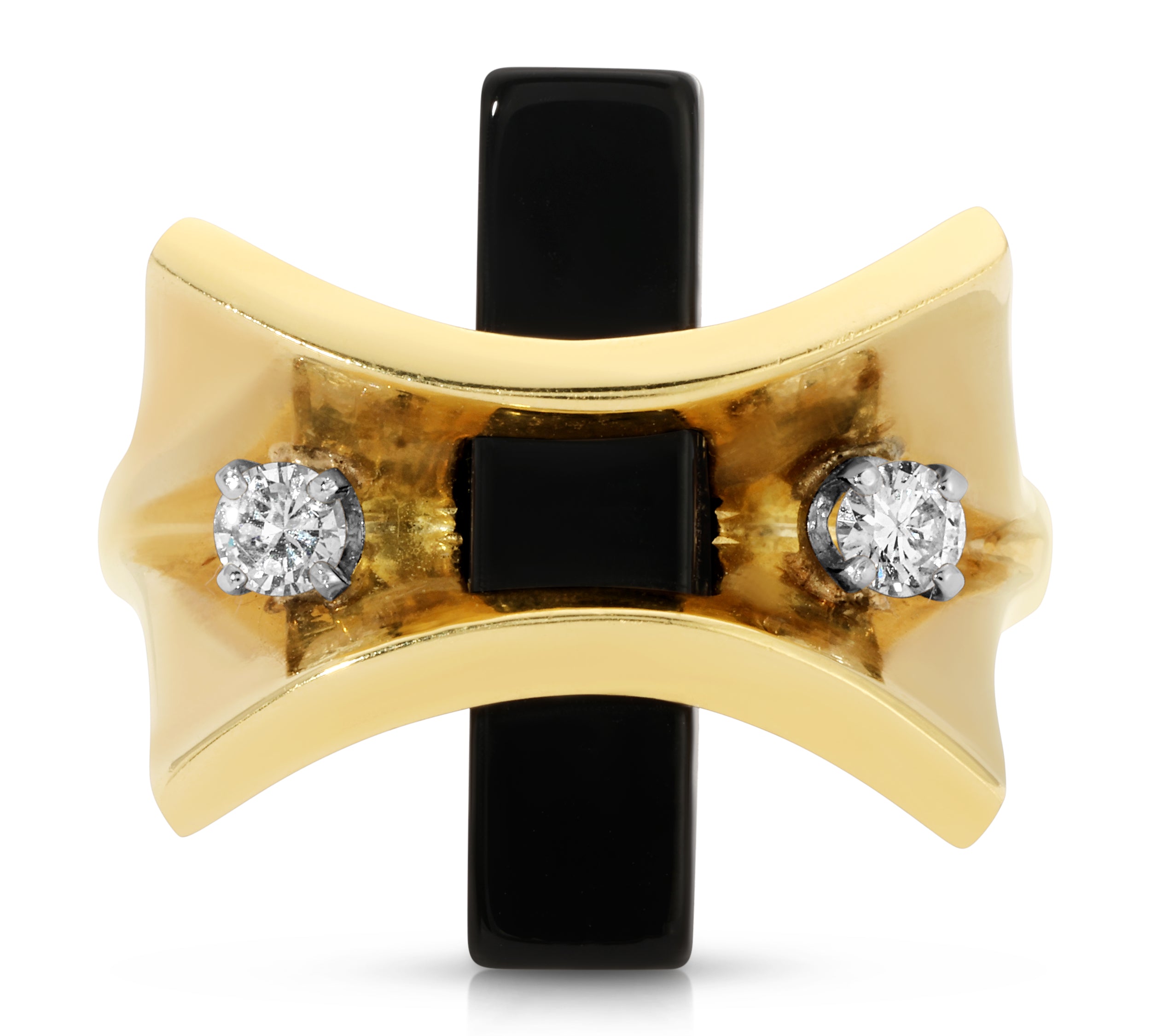 1970s Avante-Garde Onyx with Diamonds Rings Roseark Vintage   