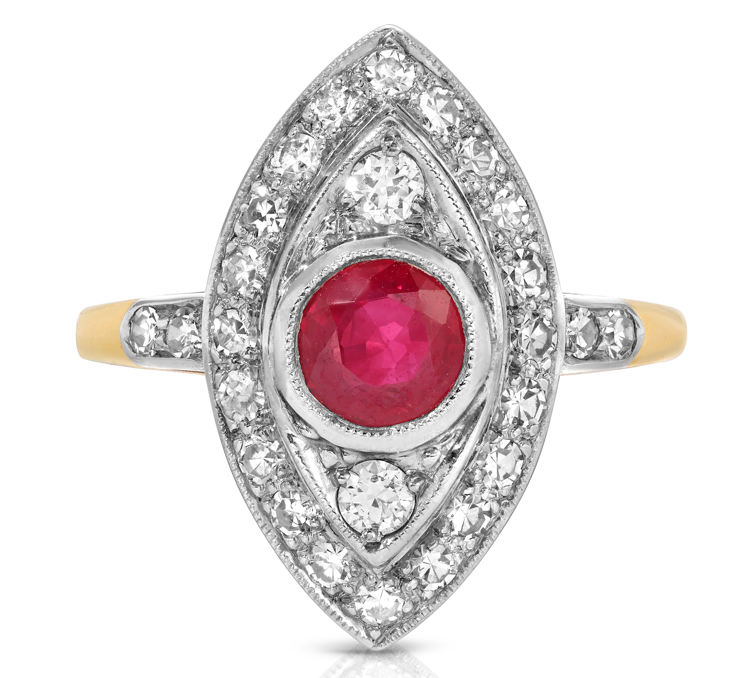 Estate Ruby Art Deco Ring Cocktail Roseark Vintage   