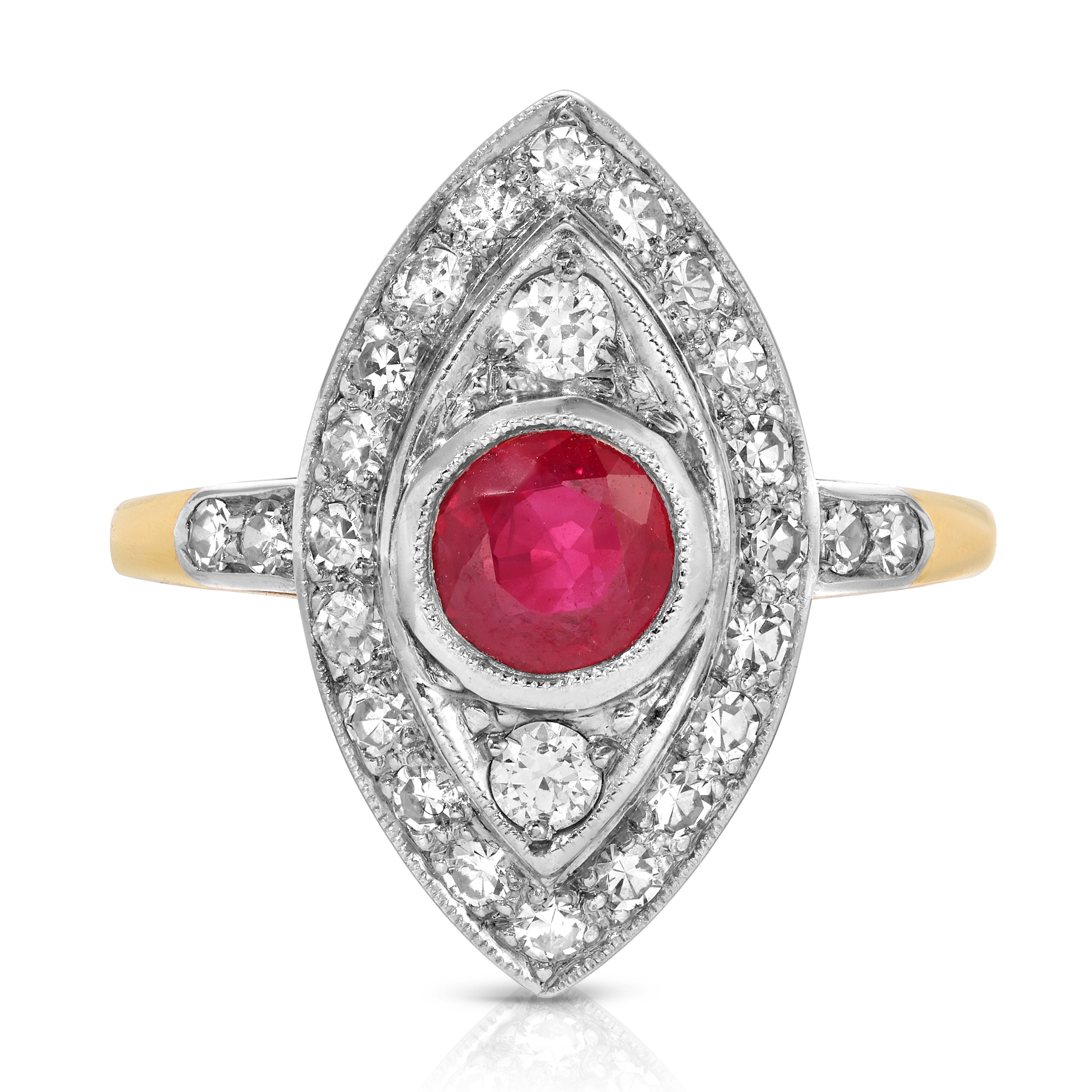 Estate Ruby Art Deco Ring Cocktail Roseark Vintage   