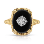 1930s Onyx Diamond Art Deco Ring Rings Roseark Vintage   